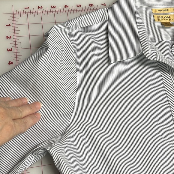 GOLD LABEL INVESTMENTS Non- Iron Chevron/Stripe Cotton BLK/WHT Career Blouse 16 - Picture 4 of 16